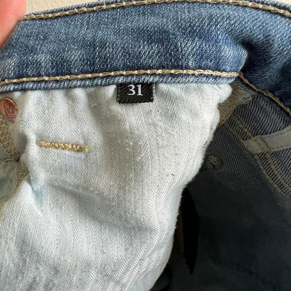 7 For All Mankind the Jo Jeans Women's 31 Wide Leg Destroyed Step Hem Stretch - Picture 6 of 8